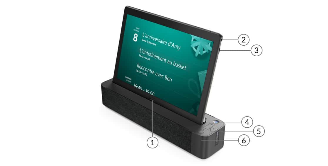 Lenovo Smart Tab M10 avec ses ports
