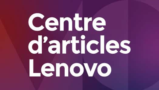 Logo Lenovo StoryHub avec fond de gradient mauve.